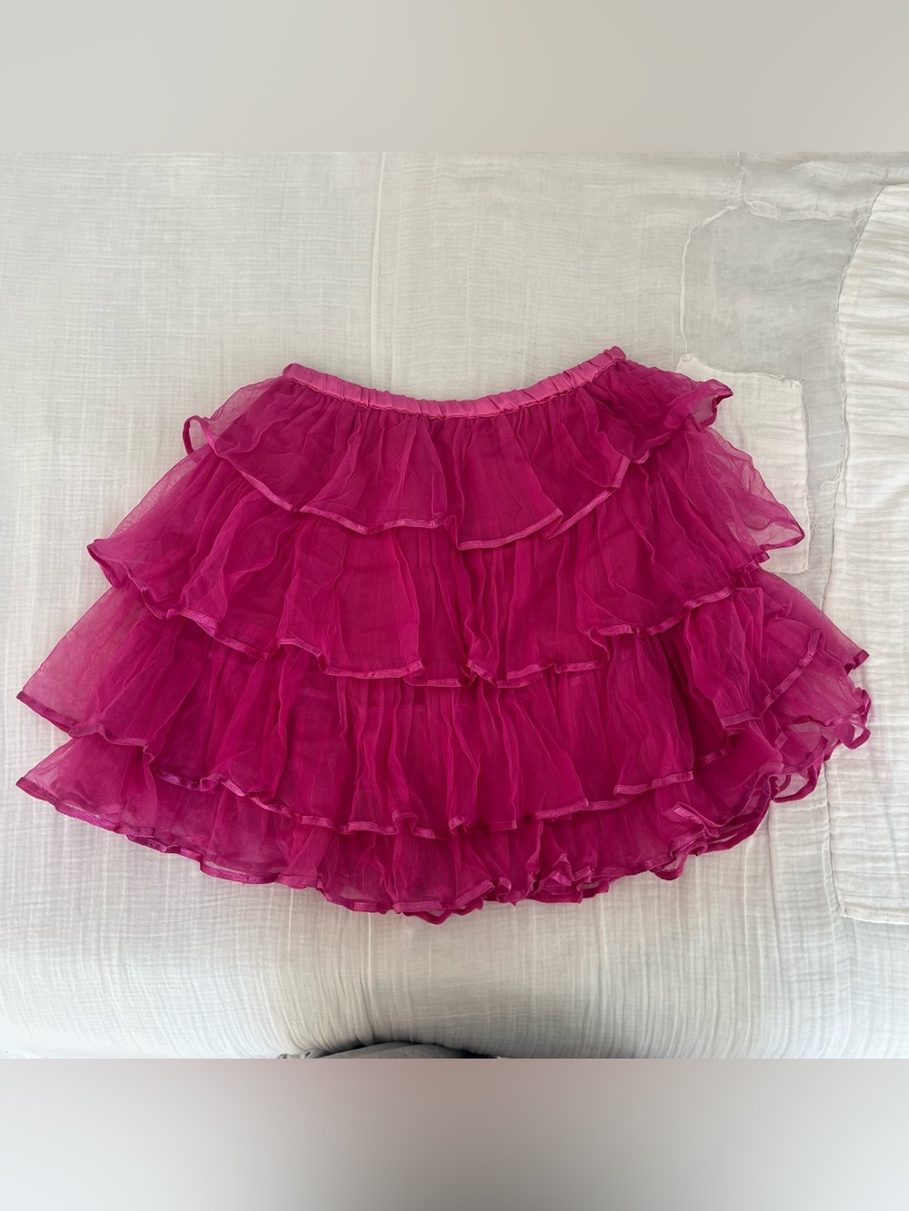 Garnet Hill Bright Fuchsia Tiered Ruffle Skirt